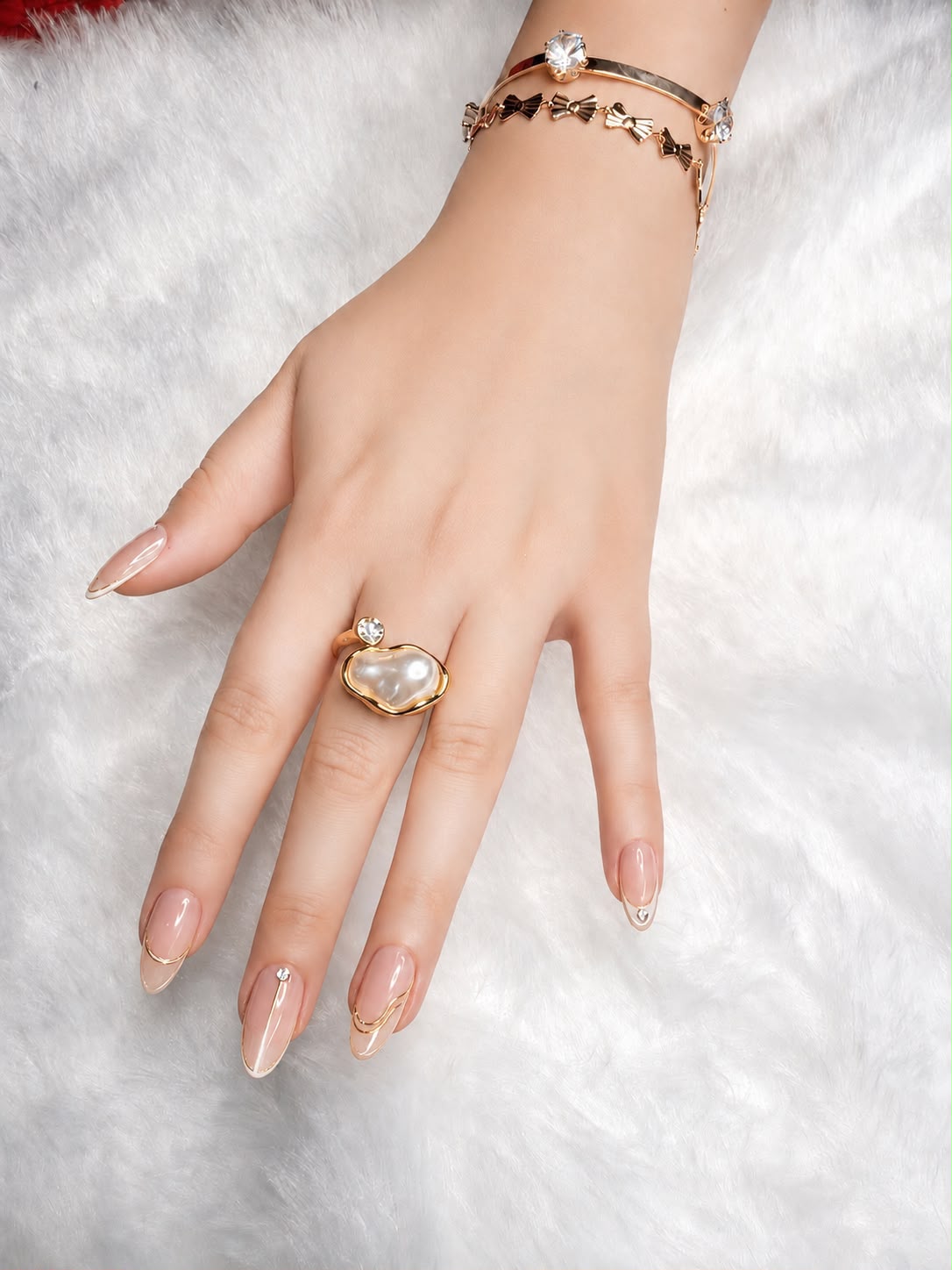 AURAA PEARL BLOOM STATEMENT RING -ANTITARNISH PREMIUM RING