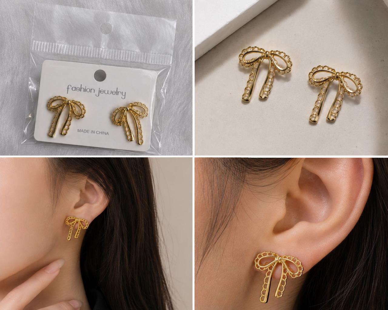 Auraa Jewels Luxe Bow Knot Earrings