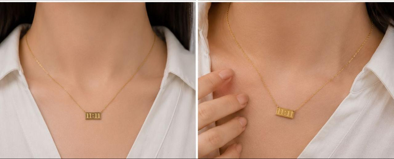 Auraa Jewel™ 11:11 Manifestation Necklace – Gold Stainless Steel Pendant