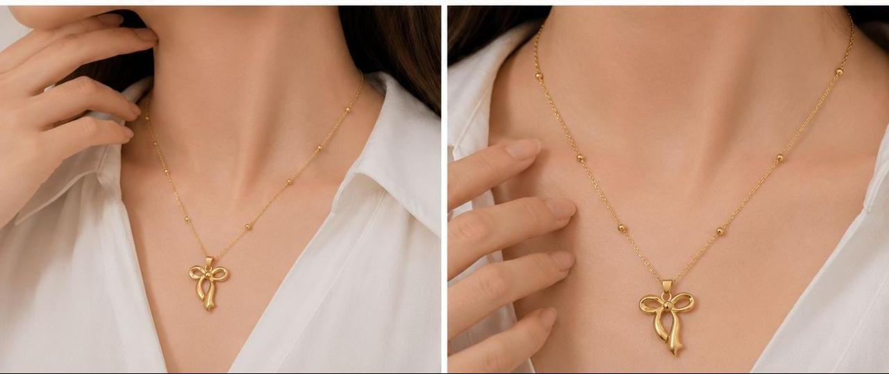 * Auraa Jewel Luxe Bow Charm Necklace