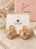 Auraa Jewel Pearl Blossom Statement Earrings – Premium Gold-Tone Pearl Cluster Earrings for Women