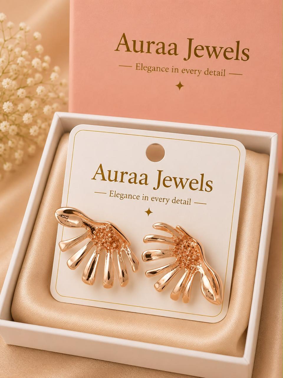 Auraa Jewel Aurelia Bloom Sculpted Gold Statement Earrings