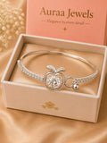 Auraa Jewels Crystal Apple Charm Bracelet – Premium Silver Finish