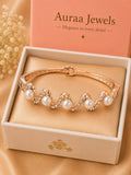 Auraa Jewels Pearl Wave Crystal Bracelet – Rose Gold Edition