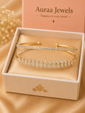 Auraa Jewels Celeste Crystal Duo Bracelet Set – Gold Edition