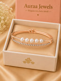 Auraa Jewels Pearl Radiance Crystal Bracelet – Rose Gold Edition